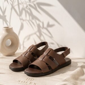 SOLEX Men’s Classic Leather Slingback Fisherman Sandals