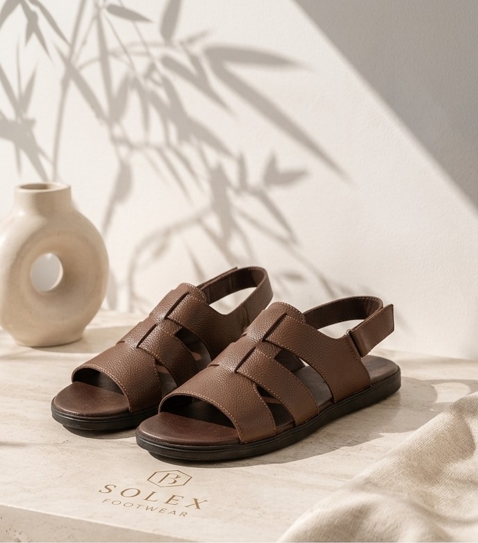 SOLEX Men’s Classic Leather Slingback Fisherman Sandals