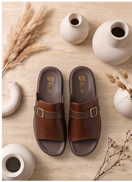 SOLEX Classic Croc-Embossed Comfort Slides - Image 3
