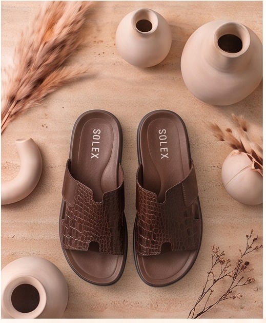 SOLEX Classic Croc-Embossed Comfort Slides - Image 2