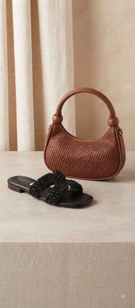 Crystal Studded Cutout Flat Mule