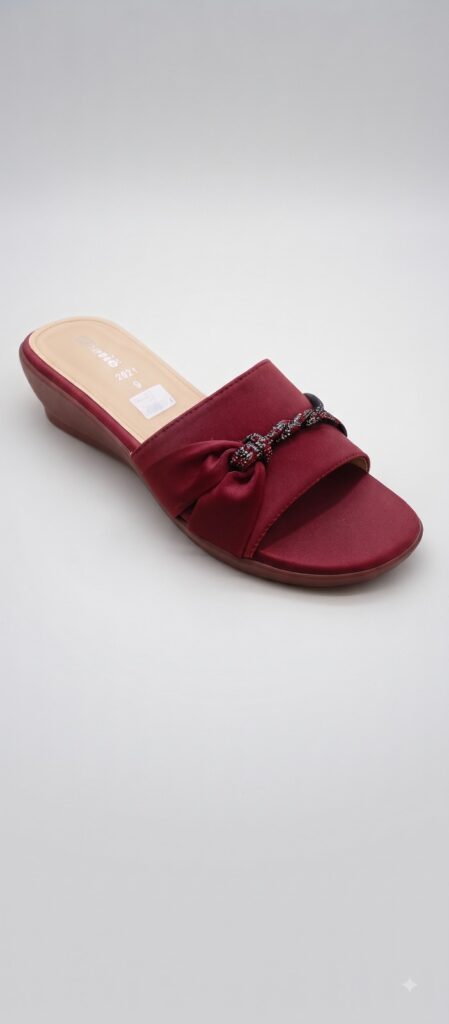Knotted Embellished Satin Wedge Sandal